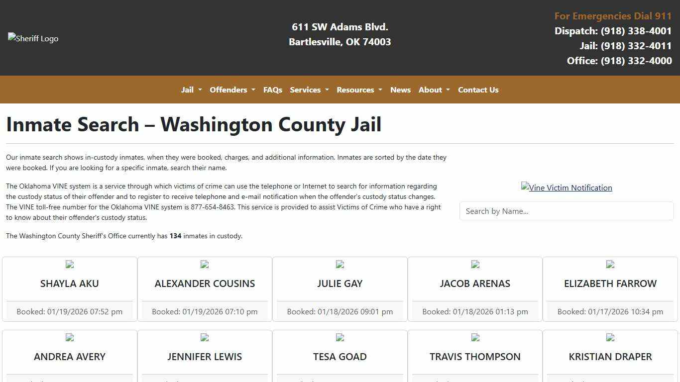 Inmate Search | Washington County Sheriff's Office